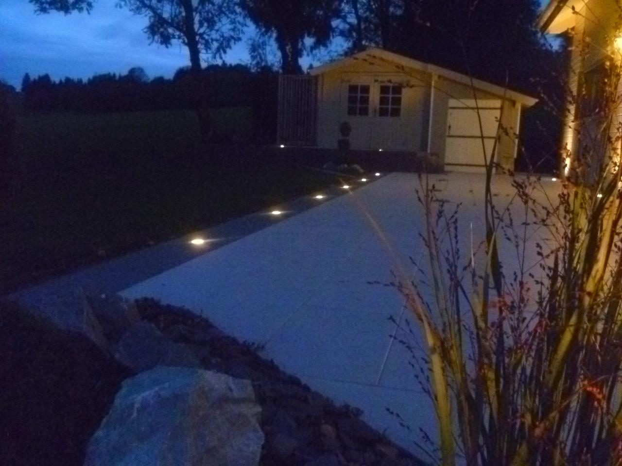 Aménagement paysager, vue de nuit